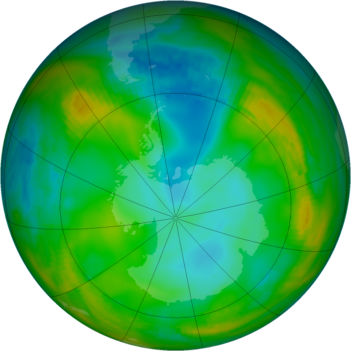 Antarctic ozone map for 04 July 1981